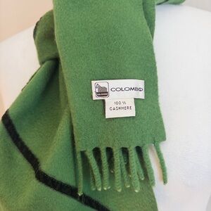 Colombo 100% Cashmere Green Scarf | Luxury Italian Cashmere | Fringe Wrap